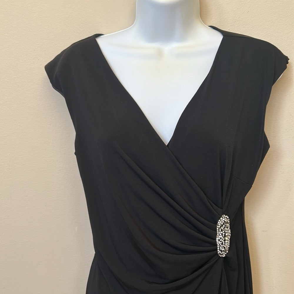 Black Jersey Dress with side Broche